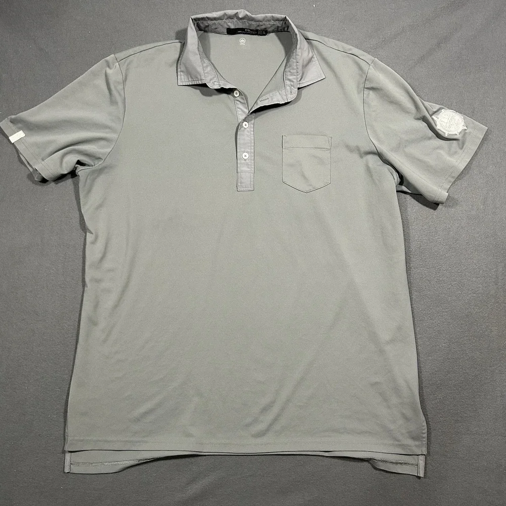 Ralph Lauren RLX Polo Shirt Mens XL Gray Logo Performance Golf‎ Stretch Wicking
